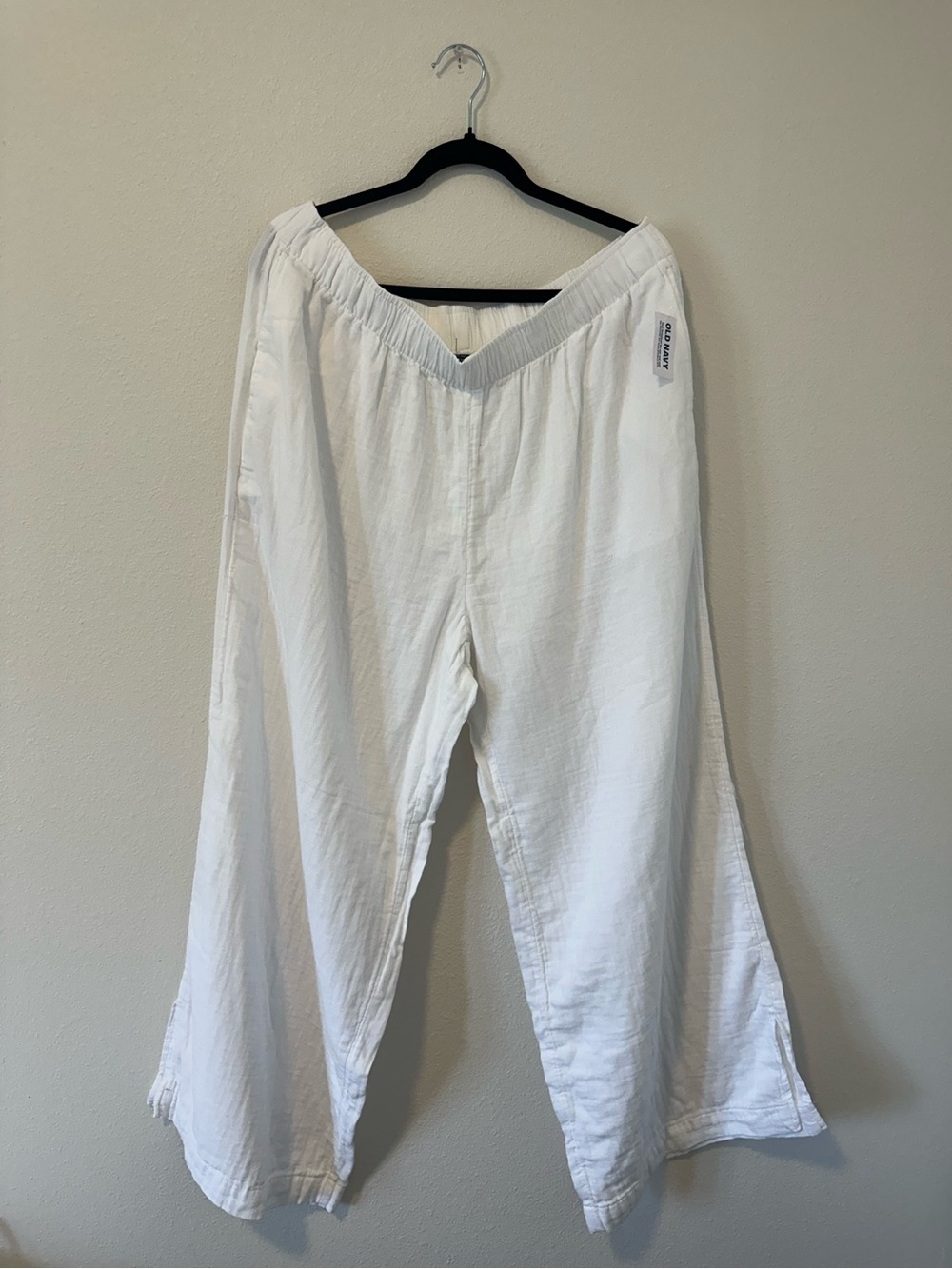 NWT Old Navy White 100% Cotton High Rise Wide-Leg Pants
